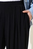 Bel Lastikli Cepli Şalvar Pantolon Siyah thumbnail 4