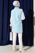 Kruvaze Yaka Buklet Yelek Buz Mavisi thumbnail 3