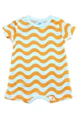Bebek Yazlık Kısa Kol Şort Tek Parça Çıtçıtlı Tulum Zıbın %100 Pamuk Turuncu Dalga thumbnail 1
