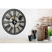 Vinyet Platin Aynalı Kareli Roma Rakamlı Metal Duvar Saati 40cm - 2