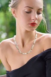 Barok İncili Altın Boncuk Choker Kolye - 1