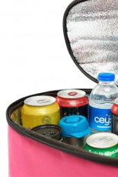 2 Adet Soğuk Tutucu Plaj Çantası + 2 Adet Buz Aküsü Kamp Piknik Termos Çantası Pembe Mavi Renk - 6