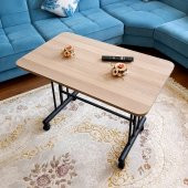 Tekerlekli Masa Orta Sehpa 60x100 Cm Siyah Metal Ayak Cordoba - 4