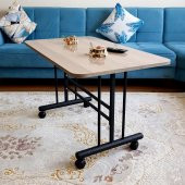 Tekerlekli Masa Orta Sehpa 60x100 Cm Siyah Metal Ayak Cordoba - 6