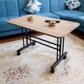 Tekerlekli Masa Orta Sehpa 60x100 Cm Siyah Metal Ayak Cordoba - 7