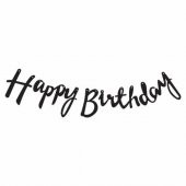 Siyah Happy Birthday Kaligrafi Banner - 1