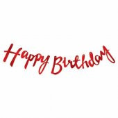 Kırmızı Happy Birthday Kaligrafi Banner - 1