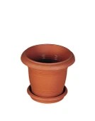 Omnipazar SY-5910 Kahverengi Yuvarlak Antik Saksı Takımı 10 lt No 3 - 1