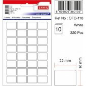 Tanex Etiket Ofc-110-16 X22 Mm 320 Adet - Beyaz - 1