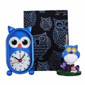 Baykuş Siyah Sayfalı Defter Baykuş Masa Saati Baykuş Notluk - 1