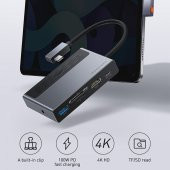 Baseus Magic Çok Fonksiyonlu Klipsli Type-C HUB 6in1 (USB3.0+SD+TF+HDMI+Type-C+3.5mm) Adaptör Çoklay - 1