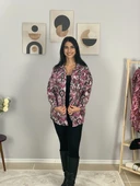 Kadın Tek Cepli Desenli Kalın Oduncu Ceket Gömlek (Fuşya-Füme) thumbnail 5