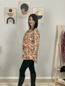 Kadın Tek Cepli Desenli Kalın Oduncu Ceket Gömlek (Turuncu) thumbnail 3