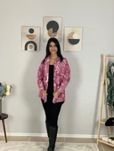 Kadın Tek Cepli Desenli Kalın Oduncu Ceket Gömlek (Pembe) thumbnail 2