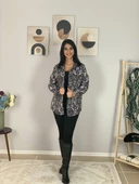 Kadın Tek Cepli Desenli Kalın Oduncu Ceket Gömlek (Eflatun-Haki) thumbnail 3