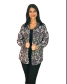 Kadın Tek Cepli Desenli Kalın Oduncu Ceket Gömlek (Eflatun-Haki) thumbnail 1