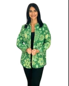 Kadın Tek Cepli Desenli Kalın Oduncu Ceket Gömlek (Yeşil) thumbnail 1