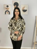 Kadın Tek Cepli Desenli Kalın Oduncu Ceket Gömlek (Hardal-Haki) thumbnail 4