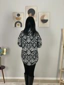 Kadın Tek Cepli Desenli Kalın Oduncu Ceket Gömlek (Siyah-Gri) - 6