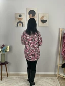 Kadın Tek Cepli Desenli Kalın Oduncu Ceket Gömlek (Fuşya-Füme) thumbnail 6