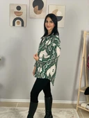 Kadın Tek Cepli Desenli Kalın Oduncu Ceket Gömlek (Yeşil-Beyaz) thumbnail 5