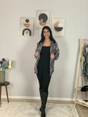 Kadın Tek Cepli Desenli Kalın Oduncu Ceket Gömlek (Eflatun-Haki) thumbnail 4