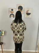 Kadın Tek Cepli Desenli Kalın Oduncu Ceket Gömlek (Hardal-Haki) thumbnail 5