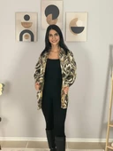 Kadın Tek Cepli Desenli Kalın Oduncu Ceket Gömlek (Hardal-Haki) thumbnail 2