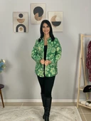 Kadın Tek Cepli Desenli Kalın Oduncu Ceket Gömlek (Yeşil) thumbnail 4