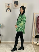 Kadın Tek Cepli Desenli Kalın Oduncu Ceket Gömlek (Yeşil) thumbnail 5