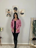 Kadın Tek Cepli Desenli Kalın Oduncu Ceket Gömlek (Pembe) thumbnail 3