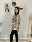 Kadın Tek Cepli Desenli Kalın Oduncu Ceket Gömlek (Mürdüm-Yeşil) thumbnail 3