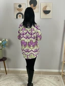 Kadın Tek Cepli Desenli Kalın Oduncu Ceket Gömlek (Mor) thumbnail 6