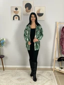 Kadın Tek Cepli Desenli Kalın Oduncu Ceket Gömlek (Yeşil) thumbnail 2