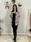 Kadın Tek Cepli Desenli Kalın Oduncu Ceket Gömlek (Mor) thumbnail 3