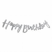 Gümüş Happy Birthday Kaligrafi Banner - 1