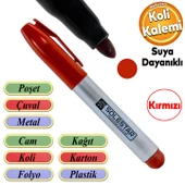 Kalıcı Çıkmaz Koli Kalemi Suya Dayanıklı İşaretleme Markalama Kırmızı Kalem Metal Cam Çuval Folyo - 1