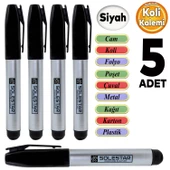 Kalıcı Çıkmaz Koli Kalemi Suya Dayanıklı İşaretleme Markalama Siyah Kalem Metal Cam Çuval 5 ADET - 1