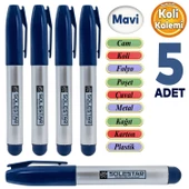 Kalıcı Çıkmaz Koli Kalemi Suya Dayanıklı İşaretleme Markalama Mavi Kalem Metal Cam Çuval 5 ADET - 1