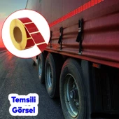Tüvtürk Onaylı Kırmızı Kesik Reflektörlü Bant Gece Parlayan En 5 cm 10 Mt İkaz Fosforlu Reflektif thumbnail 2