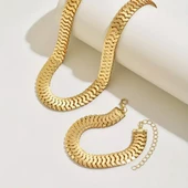 Antialerjik 316L Parlak Çelik Gold Renk Kolye ve Bileklik Set: Modern ve Zarif Tasarım - 4