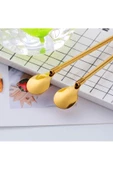 6'lı Gold Pipetli Latte Kaşığı Kokteyl Kaşığı Ve Temizleme Fırçası, 22 Cm Yuvarlak Model thumbnail 5