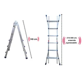 Endokon 300 cm. 10 Basamak A ve I Tipi Katlanıp Uzayabilen Mini Dev Alüminyum Merdiven - 6