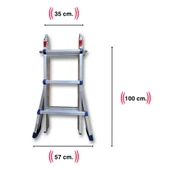 Endokon 300 cm. 10 Basamak A ve I Tipi Katlanıp Uzayabilen Mini Dev Alüminyum Merdiven - 5