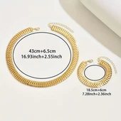 Antialerjik 316L Parlak Çelik Gold Renk Kolye ve Bileklik Set: Modern ve Zarif Tasarım - 3