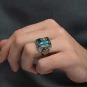 Mavi Zirkon Taşlı Gümüş Yüzük - 9