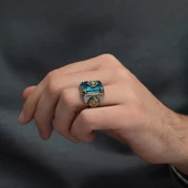 Mavi Zirkon Taşlı Gümüş Yüzük - 8