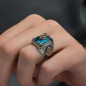 Mavi Zirkon Taşlı Gümüş Yüzük - 12