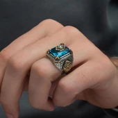 Mavi Zirkon Taşlı Gümüş Yüzük - 11