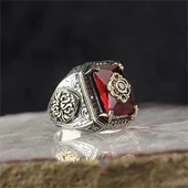 Kırmızı Zirkon Taşlı 925 Gümüş Yüzük thumbnail 2